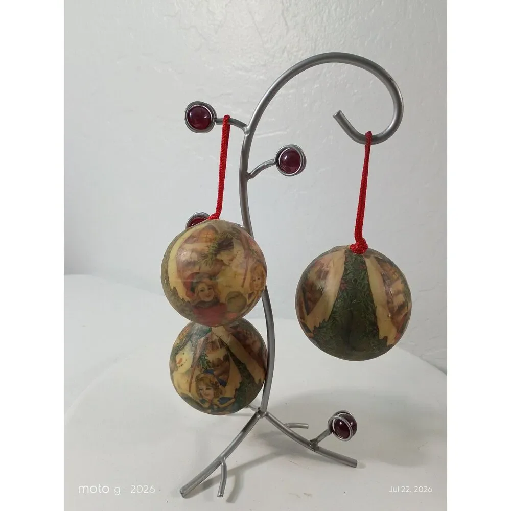 Vintage World Map Globe Christmas Ornaments Decoupage Set